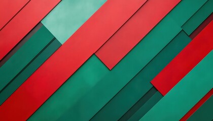 Poster - Abstract Geometric Pattern with Red and Green Diagonal Stripes