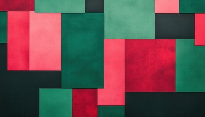 Poster - Abstract Geometric Pattern with Red Green and Black Rectangles
