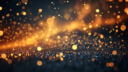Poster - Golden glittering particles dancing in a dark setting during an evening event