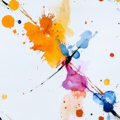 Poster - Ink Splatter Art: Colorful ink splatters and blots burst across the canvas, a modern expression of vibrant hues. Vivid splashes of color evoke the chaotic beauty of abstract art.
