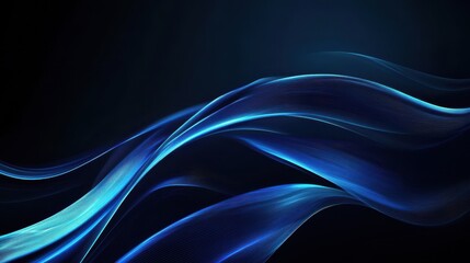 Poster - abstract background with smooth blue light streaks flowing on dark background for modern and futuris