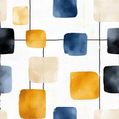 Poster - Geometric Harmony: A modern and stylish pattern of colorful squares, arranged with precision and artistic flair, creates a visual symphony of shape, color, and design