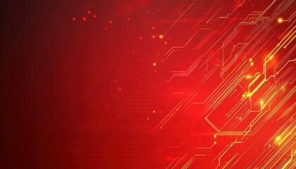 Poster - Abstract Red And Gold Circuit Background