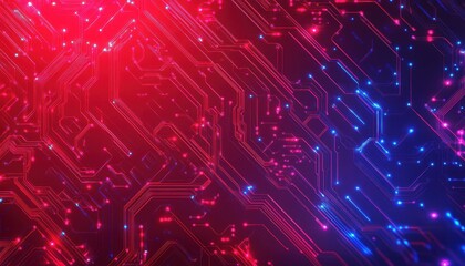 Aufkleber - abstract red and blue glowing circuit board background