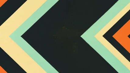 Poster - geometric shapes form modern pattern with vibrant colors of mint green, orange, and yellow against d