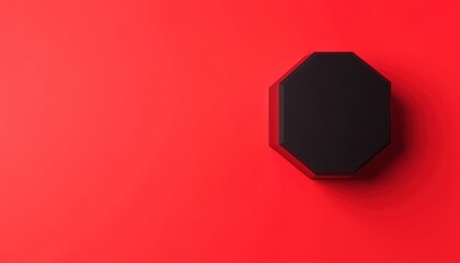 Aufkleber - Black Octagon on Red Background