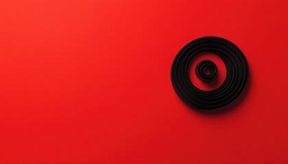Aufkleber - Black Spiral Circle on Red Background