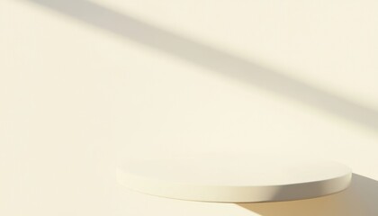 Aufkleber - Cream Round Podium on a Beige Wall with Soft Sunlight Shadow