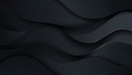 Aufkleber - Dark Abstract Background with Black Waves and Glitter
