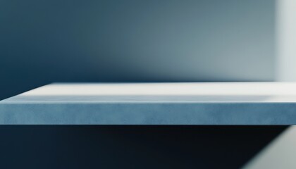 Poster - Empty Blue Shelf on Gray Background