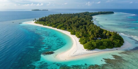 Poster - Tropical island with clear waters and lush greenery.