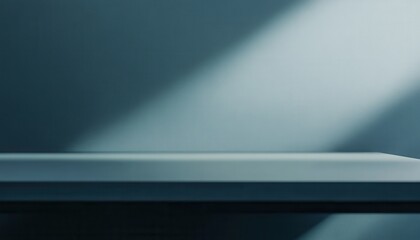 Poster - Empty White Shelf Against a Textured Blue Wall with Subtle Sunlight