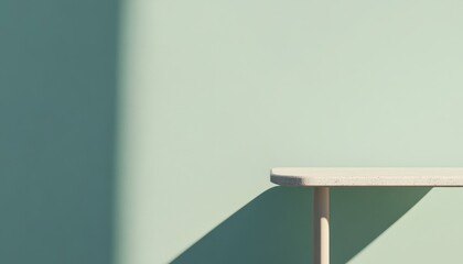 Poster - Minimalist Beige Table Against a Pastel Green Wall