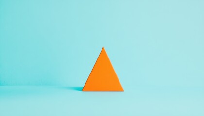 Poster - Orange Triangle on Light Blue Background