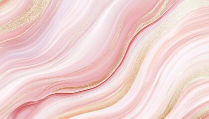 Poster - Pink and Gold Marble Texture Background with Swirls and Glitter