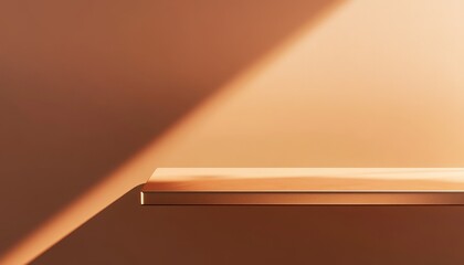 Poster - Warm Light on Empty Wooden Shelf Mockup