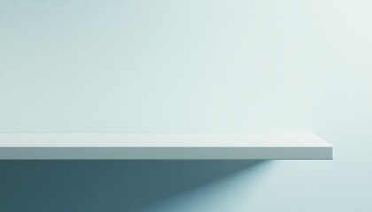 Poster - White Minimalist Shelf Against a Light Blue Background