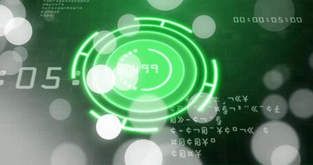 Poster - Animation of green digital radar interface with numbers and symbols