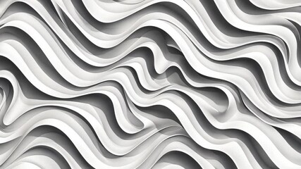 Poster - Intricate patterns of white waves undulate gracefully, showcasing stunning curves and fluid motion in an artistic design