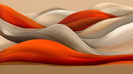 Poster - Abstract waves and curves of varied warm color tones are present