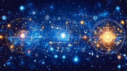 Poster - Abstract representation of connected nodes and glowing energy