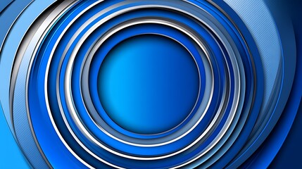 Poster - Concentric Blue and White Circles Overlapping on a Gradient Background