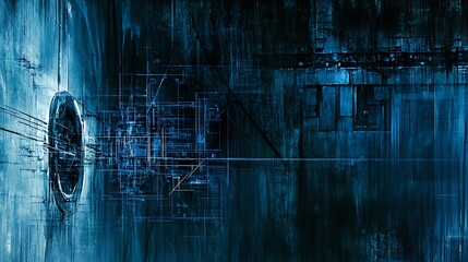 Poster - Abstract digital image featuring a portal and geometric structures