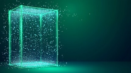 Poster - Glowing Emerald Cube Appearing with Sparkle and Mysterious Effects
