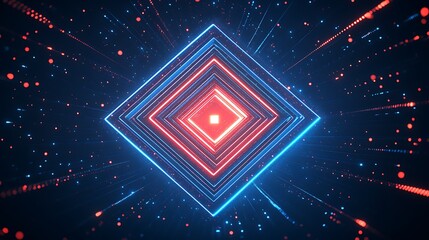 Poster - A vibrant abstract design featuring neon lights and glowing particles