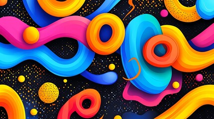 Poster - An abstract colorful design featuring flowing shapes and circles