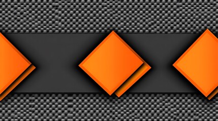 Poster - Abstract geometric design with orange squares and a dark grey band