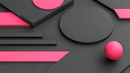 Poster - Abstract composition featuring geometric shapes in shades of pink and gray