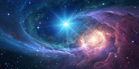 Aufkleber - Cosmic swirl of stars and galaxies against a vibrant background.