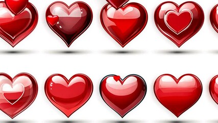 Poster - Various Red Heart Love Icons Perfect for Decorative Use Generative AI