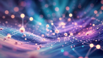 Poster - Colorful abstract representation of interconnected nodes illustrating data and technology concepts