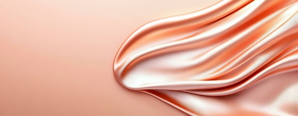 Poster - Luxurious flowing silk fabric in coral pink and white creates elegant waves and folds against soft background, abstract minimalist design for fashion and luxury concepts.