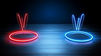 Poster - Glowing neon rings and light trails present a futuristic appearance