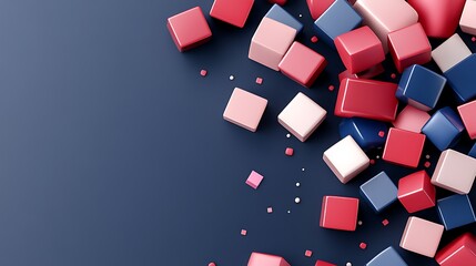 Poster - Colorful three dimensional cubes scattered across a dark surface
