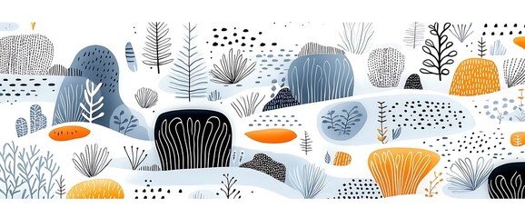 whimsical landscape illustration abstract nature background