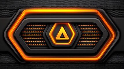 Poster - A futuristic design with a glowing orange geometric shape