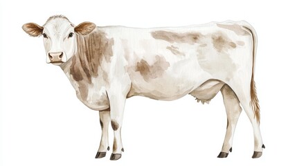 Leinwandbilder - A hand drawn watercolor illustration of a cow created in a minimalist and modern aesthetic with clean lines and simple composition