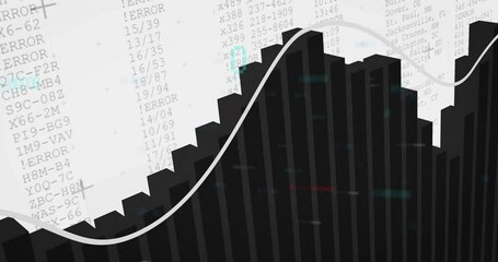 Poster - Animation of black bar graph with line chart on text data background