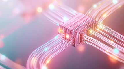 Aufkleber - Abstract image of glowing wires intersecting, creating a modern, tech-inspired composition with vibrant colors and a futuristic feel.