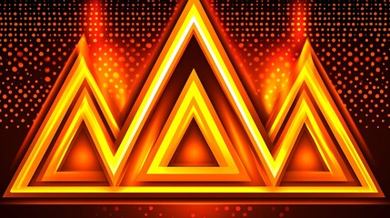 Poster - An abstract graphic composition of bright yellow and orange triangles