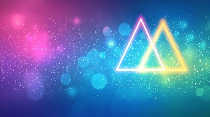 Poster - Two colorful glowing neon triangles against a vibrant background