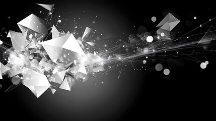 Poster - A dynamic and abstract composition of geometric shapes and particles