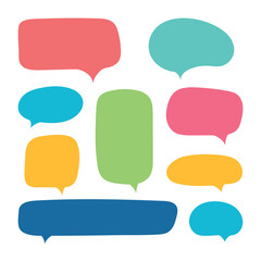 Aufkleber - Set of bright colorful speech bubbles of different shapes on white background