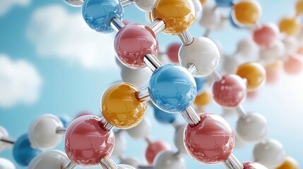 Aufkleber - A colorful chain of balls with a blue sky in the background
