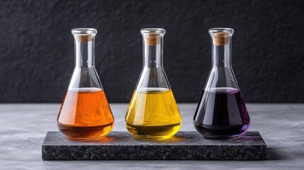 Poster - Three glass vials of different colors, one of which is purple