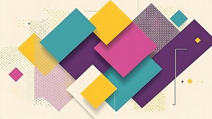 Poster - Colorful geometric shapes arranged in a visually interesting artistic composition